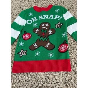Well Worn Boy Red/Green Christmas "Oh‎ Snap" sweater size XS